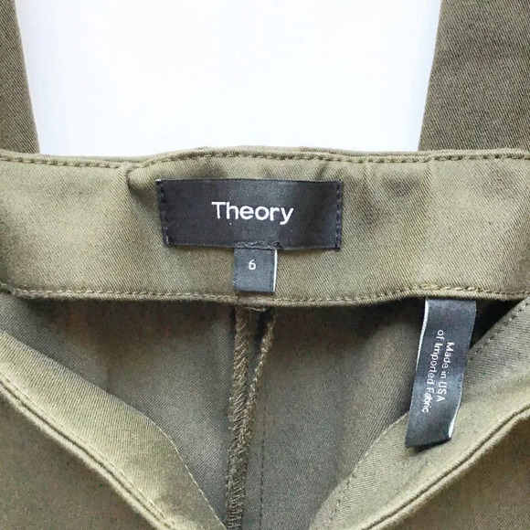 Theory Alettah Approach Pants Olive Green Size 6 - Picture 4 of 6